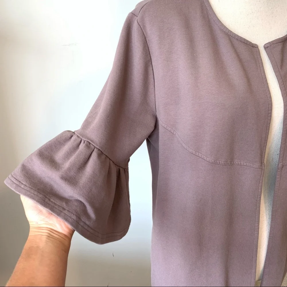 ANYBODY Mauve Ruffled Arm Open Cardigan—SZ. Small - Picture 2 of 12
